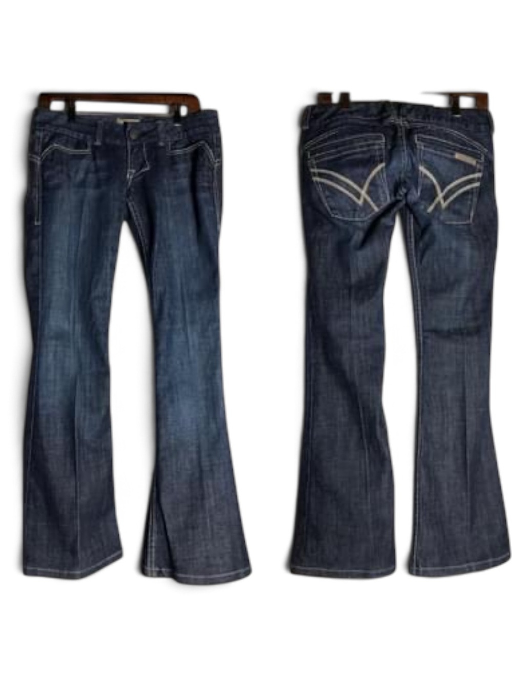 William Rast Dark Indigo Flare Jeans with Contrast Stitching Y2K